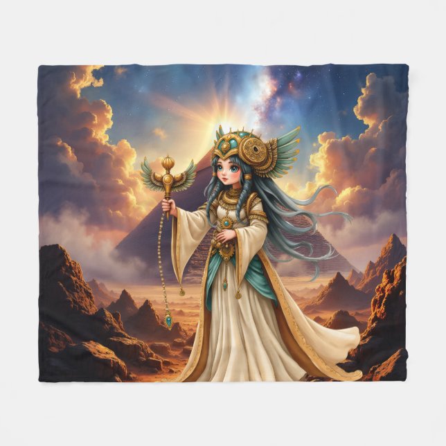 Celestial Priestess of the Golden Pyramid. Fleece Blanket (Front (Horizontal))