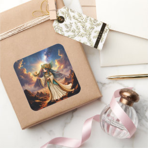 Celestial Priestess of the Golden Pyramid. Square Sticker