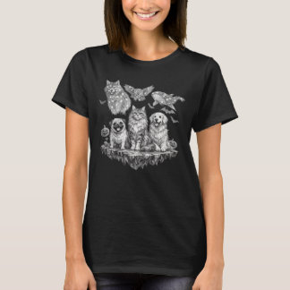 Celestial Pumpkin Stag Halloween Sketch Art Design T-Shirt