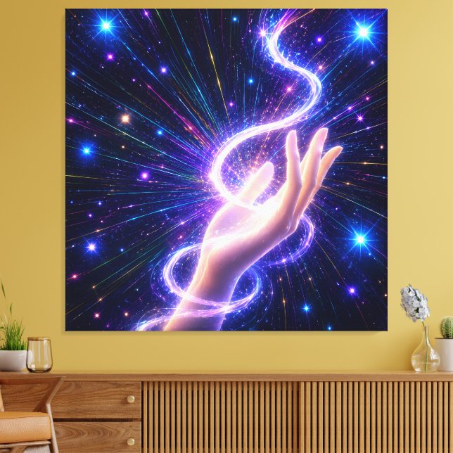 Celestial Purple Energy Stretched Canvas Print (Insitu(LivingRoom))