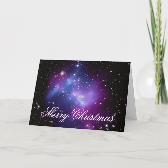 Celestial Purple Galaxy Cluster Holiday Card (Front)