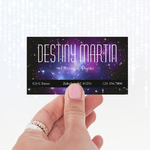Celestial Purple Galaxy Cluster Space Photo Business Card