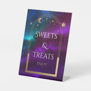 Celestial Purple Sweets and Treats Wedding Pedestal Sign