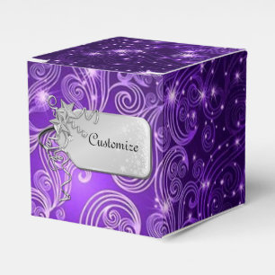 Celestial Purple Swirls & Stars Cube Favour Box
