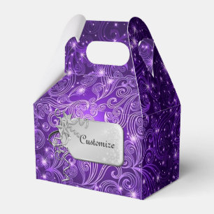 Celestial Purple Swirls & Stars Gable Favour Box