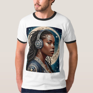 Celestial Queen Headphones Cosmic Vibe Tshirt