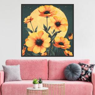 Celestial Radiance: The Golden Solar Bloom Canvas Print