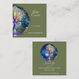 Celestial Radiance   Tree of Life Square Business Card