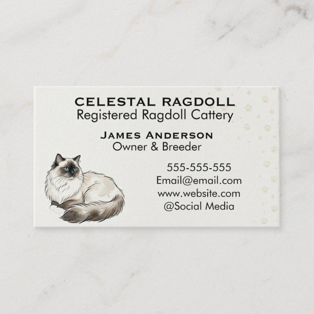 Celestial Ragdoll Registered Cattery Business Card (Front)