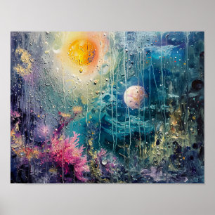 Celestial Rain: An Interstellar Coral Dreamscape Poster
