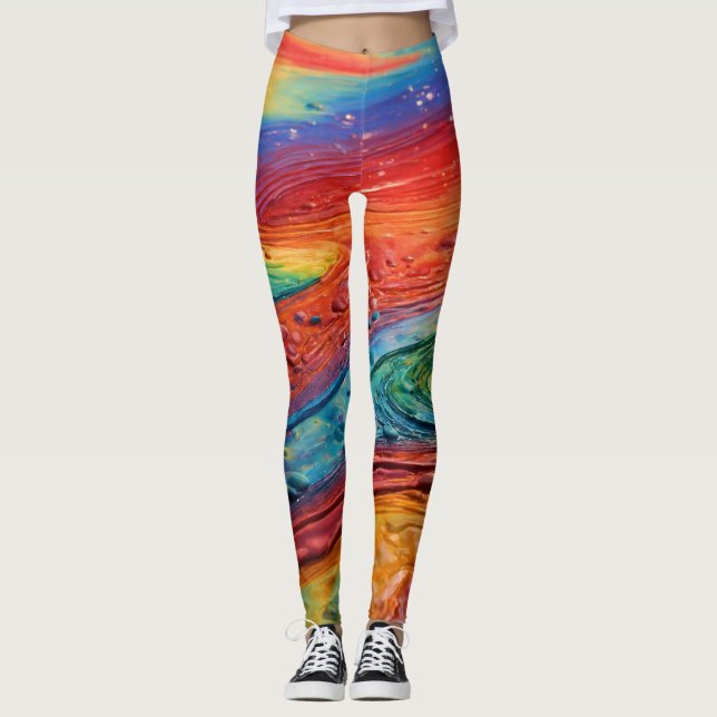 "Celestial Rainbow Dreams: Y2K Aesthetic Leggings" Leggings (Front)