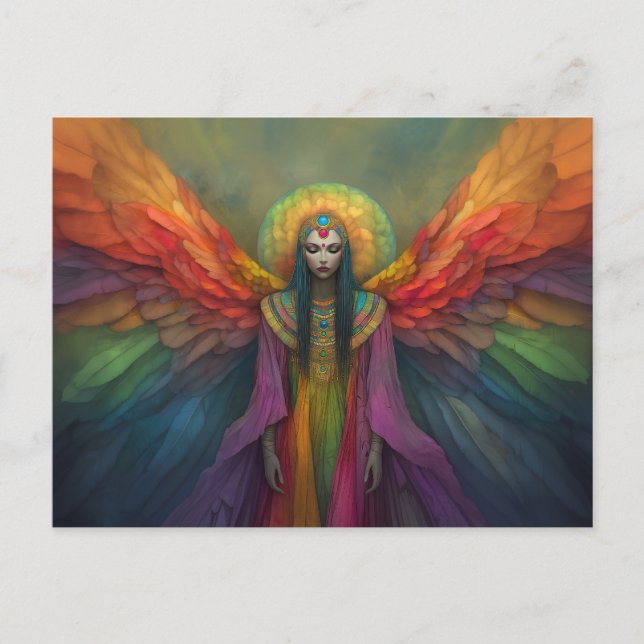 Celestial Rainbow Goddess Angel Spirit Guide Art Postcard (Front)