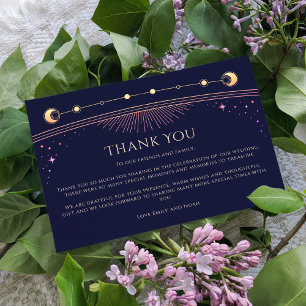 Celestial Rainbow Sun Moon Stars Wedding Photo Thank You Card