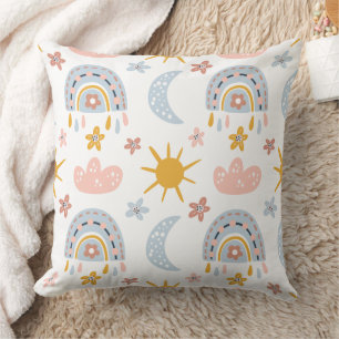 Celestial Rainbow & Sunburst Pattern Cushion
