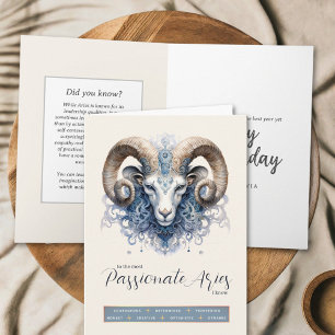 Celestial Ram Fantasy Zodiac Symbol Aries Birthday Card