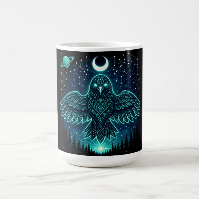 Celestial Raven – Cosmic Messenger Wildlife Galaxy Coffee Mug (Center)