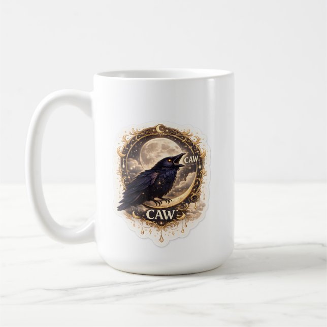 Celestial Raven Moon Gothic Night Nature Vibes Coffee Mug (Left)