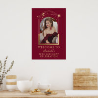 Celestial Red Gold 30th Birthday Welcome