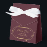 Celestial Red Gold Sun Moon Stars 30th Birthday Favour Box<br><div class="desc">Celestial Red Gold Sun Moon Astronomy 30th Birthday Favour Boxes features an elegant gold sun, moon and stars with a golden frame on a deep pink-red background. Inside is your custom thirtieth birthday favour box information. Personalise by editing the text in the text boxes. Designed for you by Evco Studio...</div>