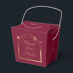 Celestial Red Gold Sun Moon Stars 30th Birthday Favour Box<br><div class="desc">Celestial Red Gold Sun Moon Astronomy 30th Birthday Favour Boxes features an elegant gold sun, moon and stars with a golden frame on a deep pink-red background. Inside is your custom thirtieth birthday favour box information. Personalise by editing the text in the text boxes. Designed for you by Evco Studio...</div>