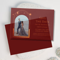 Celestial Red Orange Photo Wedding Save The Date
