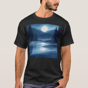 Celestial Reflections Watercolor Moonlight T-Shirt