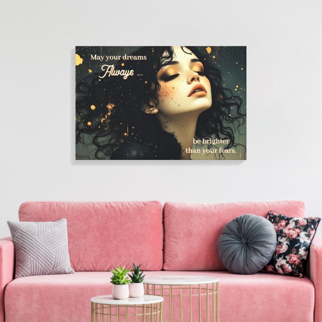 Celestial Reverie / Stardust & Shadows | Quote Canvas Print (Insitu(LivingRoom))