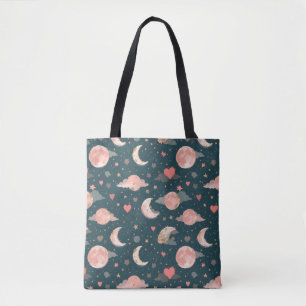 Celestial Romance Dreamy Moon & Stars Valentine Se Tote Bag