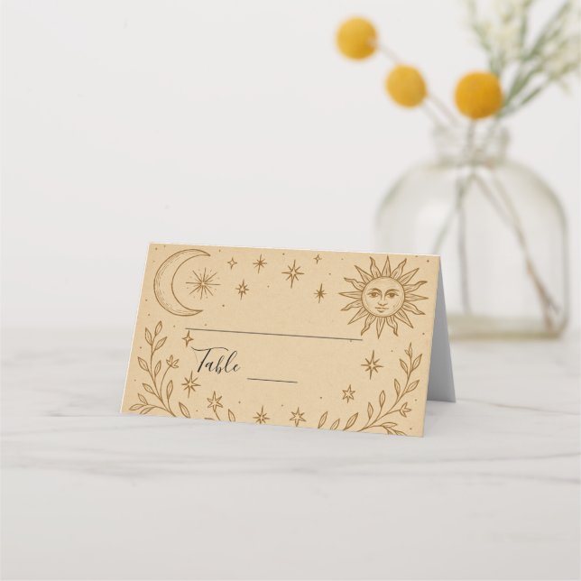 Celestial Romance Elegant Celestial Design Place Card (Front)