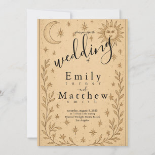 Celestial Romance - Moon and Sun Design Invitation