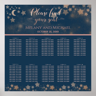 Celestial romantic moon and stars calligraphy poster