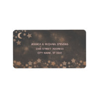 Celestial romantic moon and stars rose gold foil l