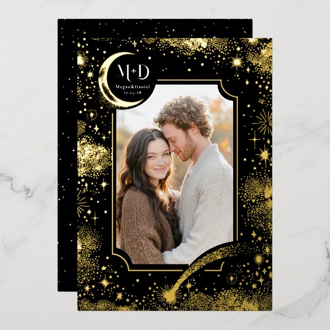 Celestial Romantic Starry Night Wedding Photo (Front/Back)