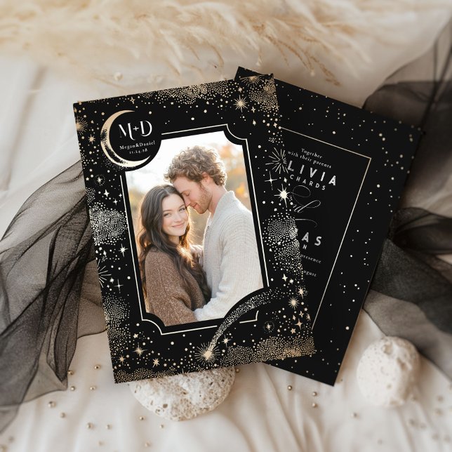 Celestial Romantic Starry Night Wedding Photo Invitation (Celestial Wedding Photo Invitation)
