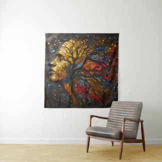 Celestial Roots of Life - Stained Glass Tapestry
