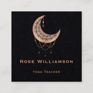 Celestial Rose Gold Crescent Moon Square Business Card