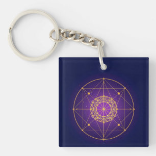 Celestial Sacred Mandala – Mystic Geometry Key Ring