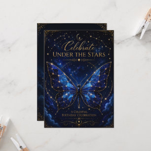 Celestial Sapphire Wings Birthday Invitation