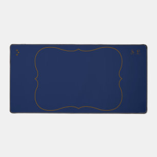 Celestial Scholar Navy Blue Desk Mat With Initials