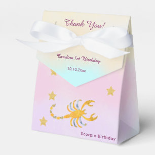 Celestial Scorpio Watercolor   1st Birthday Favour Box