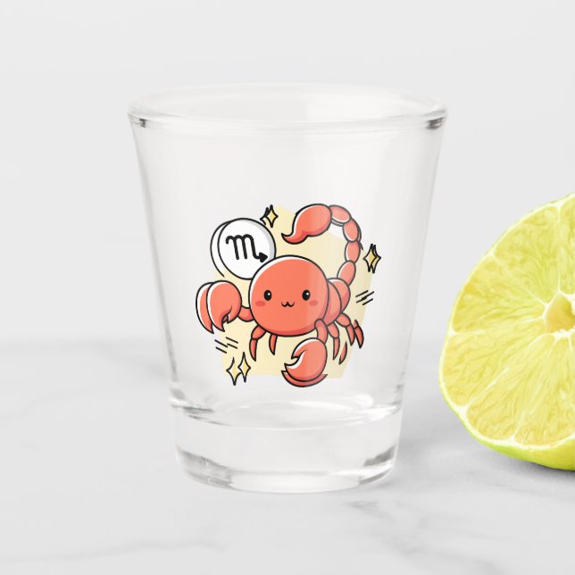 Celestial Scorpio Zodiac Chibi Line Art Gift Shot Glass (Front)
