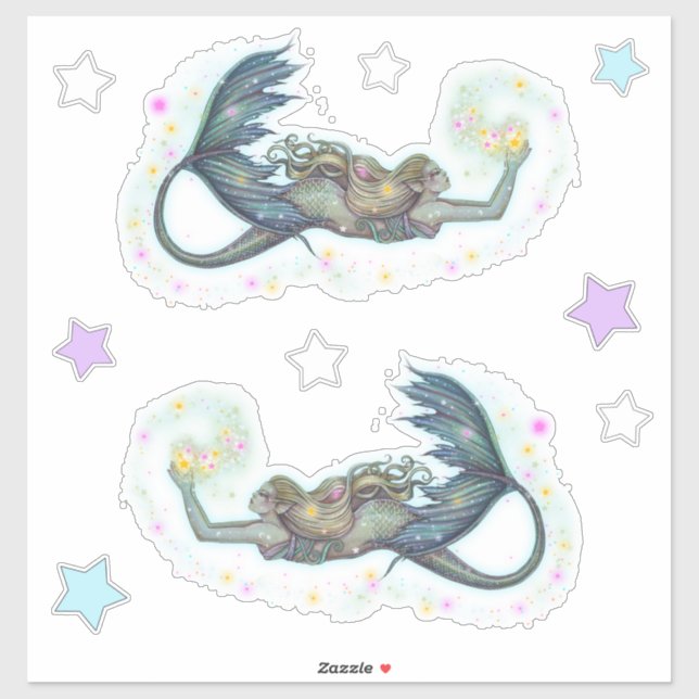 Celestial Sea Mermaid Stickers by Molly Harrison (Sheet)