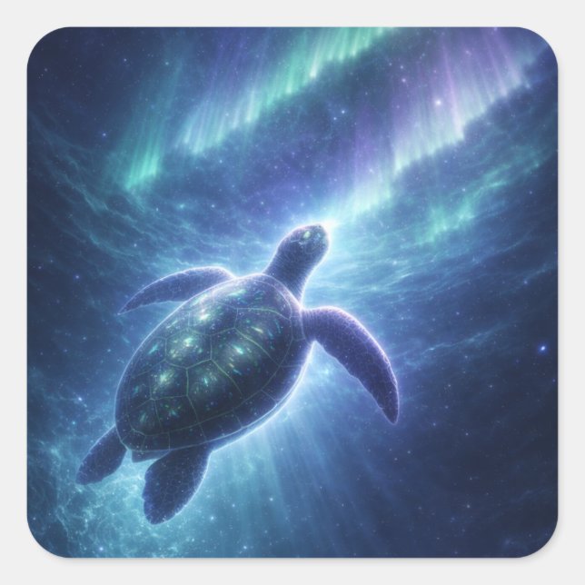 Celestial Sea Turtle Square Sticker (Front)