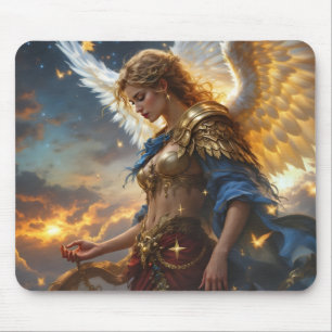 Celestial Sentinel – Angel of Dawn and Divine Just Mouse Pad