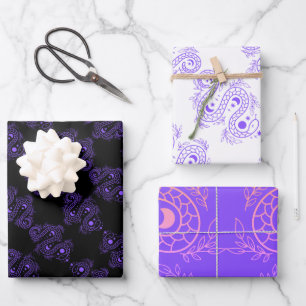 Celestial Serpent   Purple Snake Design Wrapping Paper Sheet