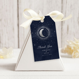 Celestial Silver Moon Wedding Thank You Gift Tags