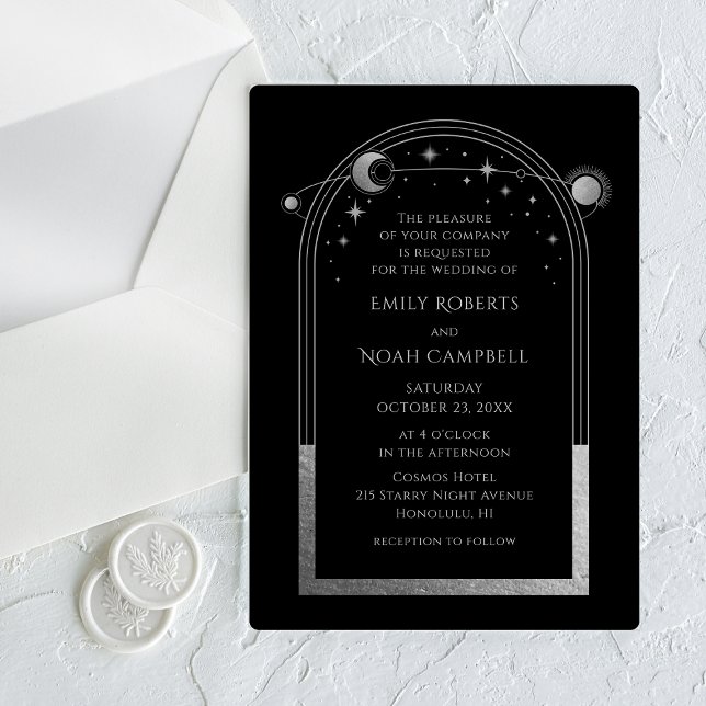 Celestial Silver Sun Moon Astronomy Wedding Acrylic Invitations (Creator Uploaded)