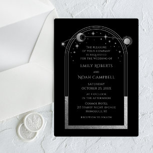 Celestial Silver Sun Moon Stars Wedding Acrylic Invitations