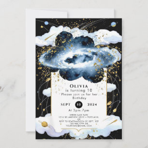 Celestial Simple Space Birthday Invitation