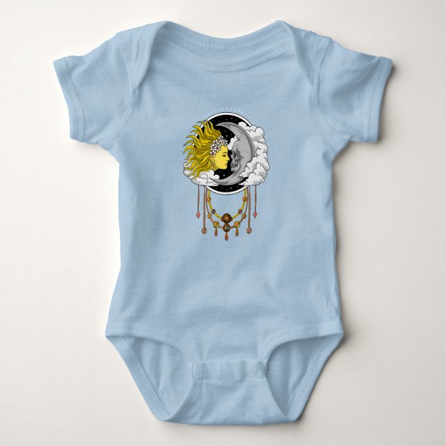 Celestial Skull Moon Baby Bodysuit (Front)